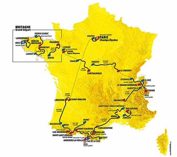Tour de France 2021 carte parcours