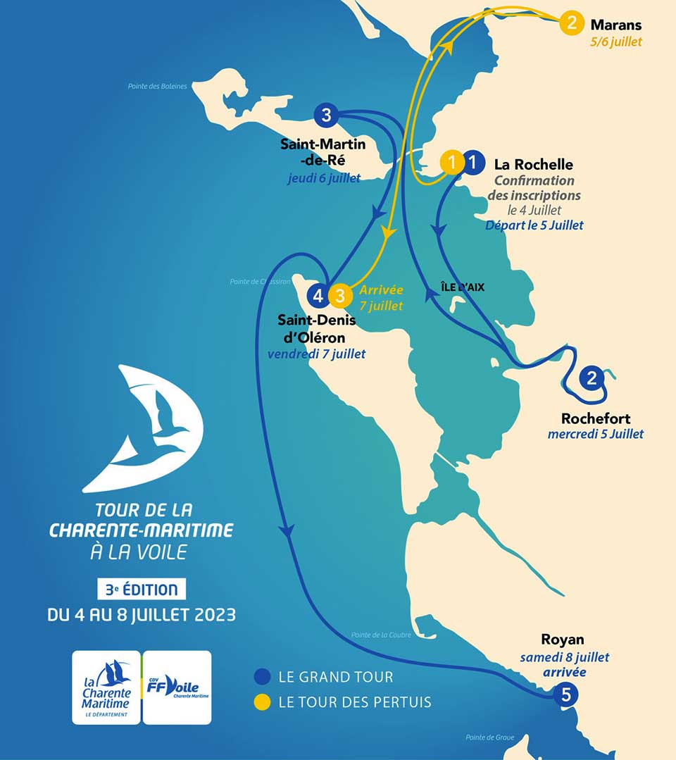 tour voile charente-maritime 2023 carte