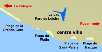 saint-palais-sur-mer, carte plages