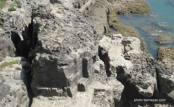 saint-palais-sur-mer, front de taille sur les rochers du Pont du Diable
